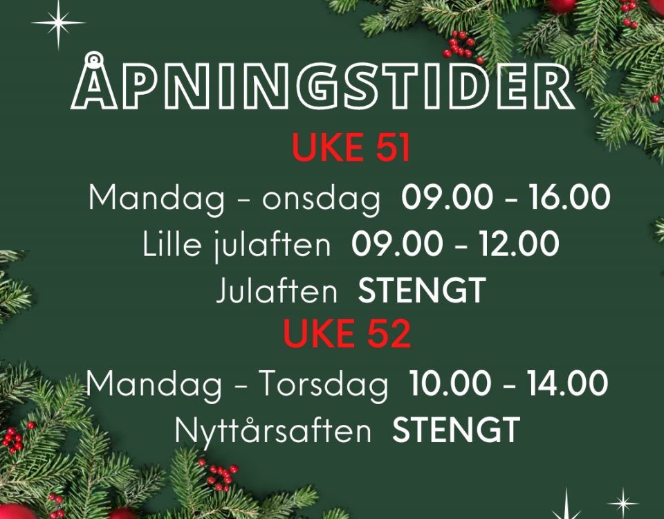 Åpningstider julen 2021